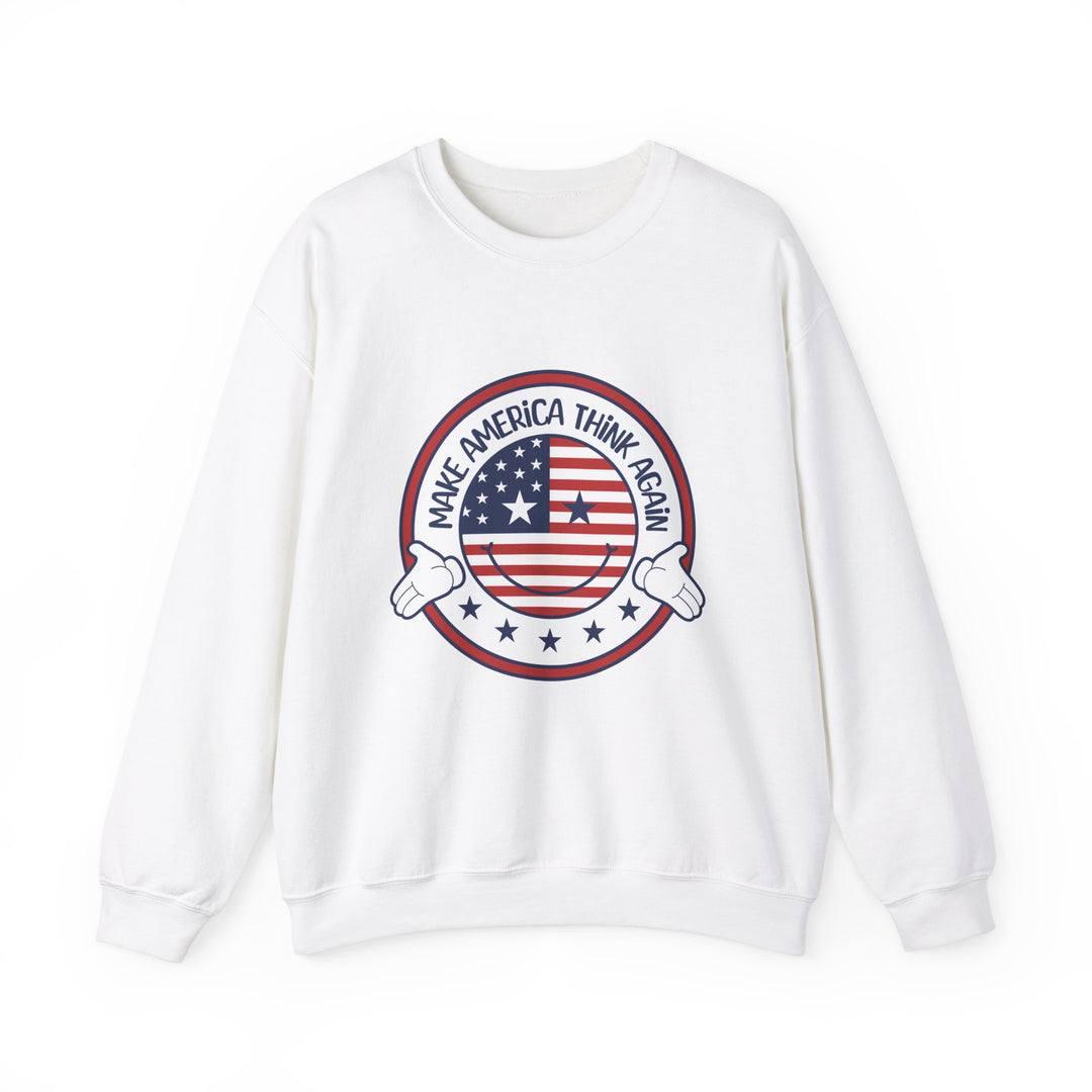 Make America Think Again Crewneck Sweatshirt - Unisex Heavy Blend Political Statement Sweatshirt - Perfect Gift for American Lovers