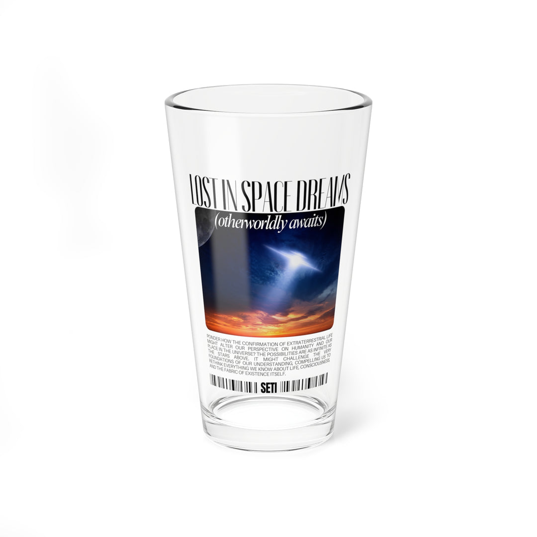 Lost in Space Dreams Pint Glass - UFO Mixing Glass - 16oz Beer Gift - Stylish Two-in-One Shaker and Serving Glass