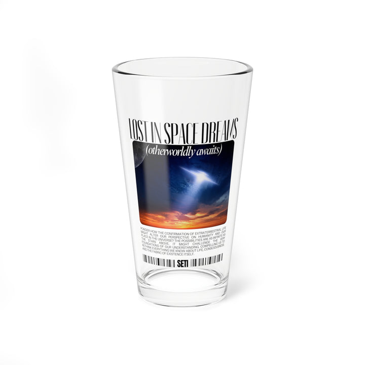 Lost in Space Dreams Pint Glass - UFO Mixing Glass - 16oz Beer Gift - Stylish Two-in-One Shaker and Serving Glass