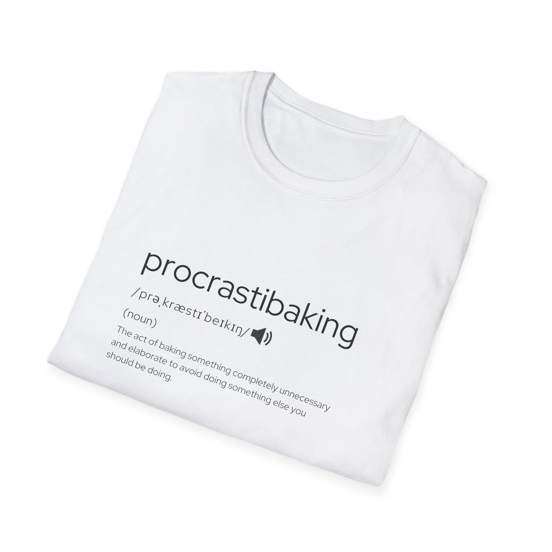 ProcrastiBaking Unisex T-Shirt - Cozy & Fun for Bakers, Foodies, Gifts, Birthdays, or Casual Days