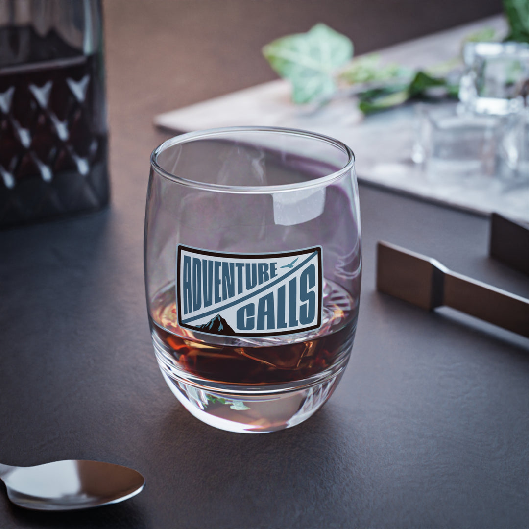 Adventure Calls Whiskey Glass, Perfect Gift for Adventurers, Home Bar Decor, Relaxing Evenings, Engraved Barware, Unique Celebration Flute