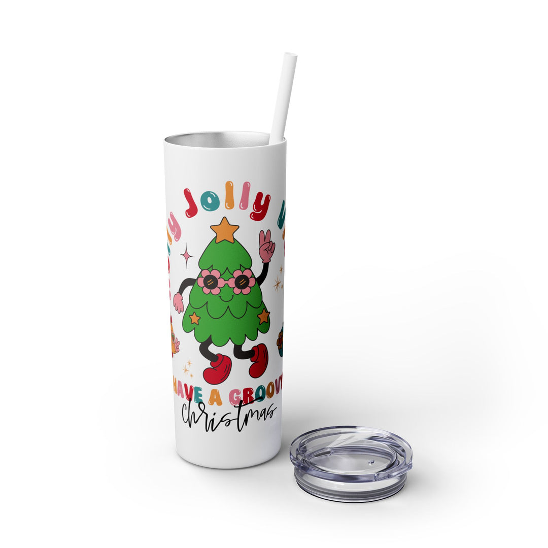 Have a Groovy Christmas Skinny Tumbler with Straw - 20oz Fun Holiday Drinkware - Perfect for Festive Celebrations and Unique Gifts