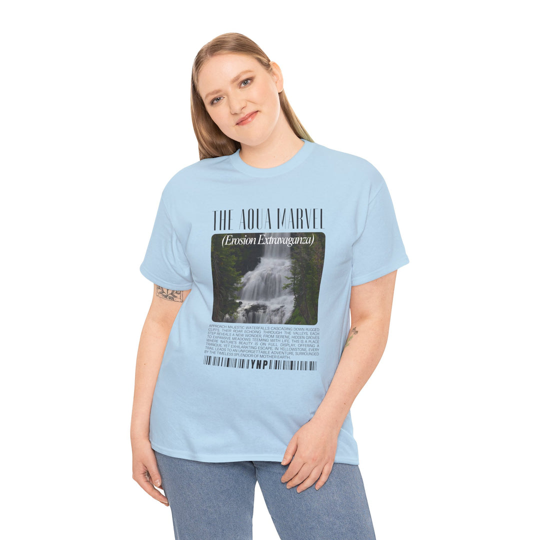 Yellowstone National Park Waterfalls Aqua Marvel Unisex Heavy Cotton Tee - Relaxed Nature Vibes T-Shirt Casual Wear and Outdoor Adventures