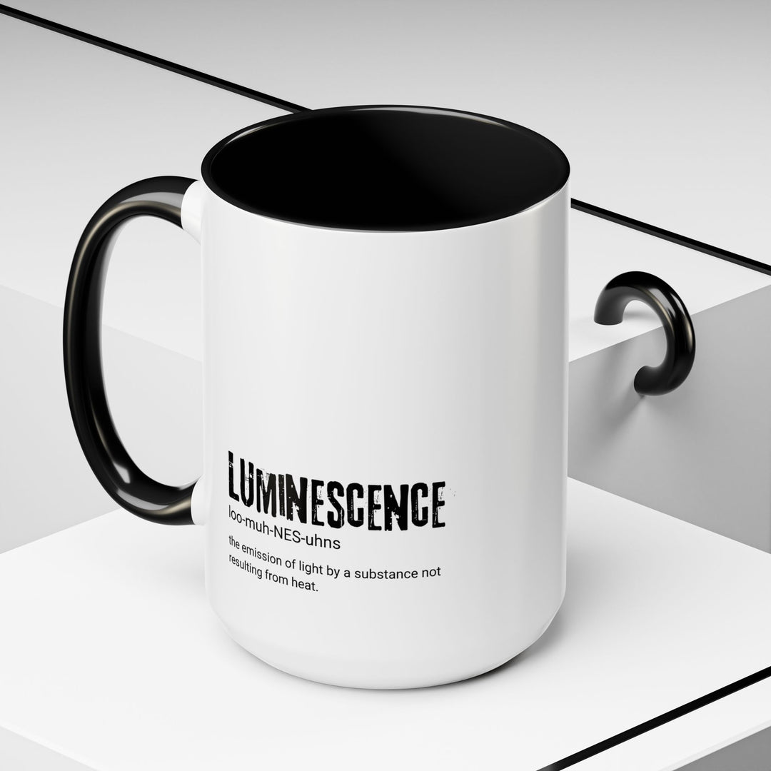 Luminescence Accent Coffee Mug - Modern Gift for Coffee Lovers, Unique Kitchen Decor, Black Handle, Relaxation, Inspirational