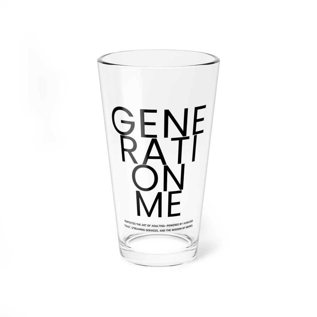 Generation X Pint Glass Beer Lover Gift - 80s Vibe Modern 16oz Mixing Glass - Modern Typography Design for Creative Cocktails Drinkware