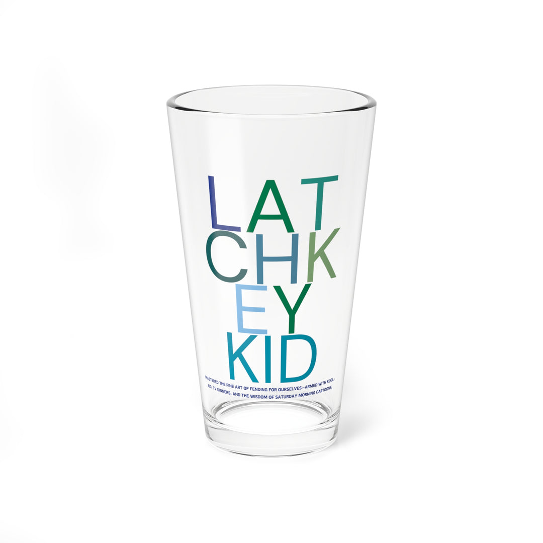 Personalized 16oz Mixing Glass - Fun Latchkey Kid Design for Home Barware - Perfect for Nostalgic Drinks and Unique Home Decor