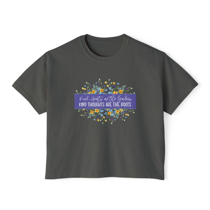 Kind Thoughts Boxy Tee, Women's Positive Affirmation Shirt, Sunshine Vibe Top, Gift for Garden Lovers, Spring Casual Wear