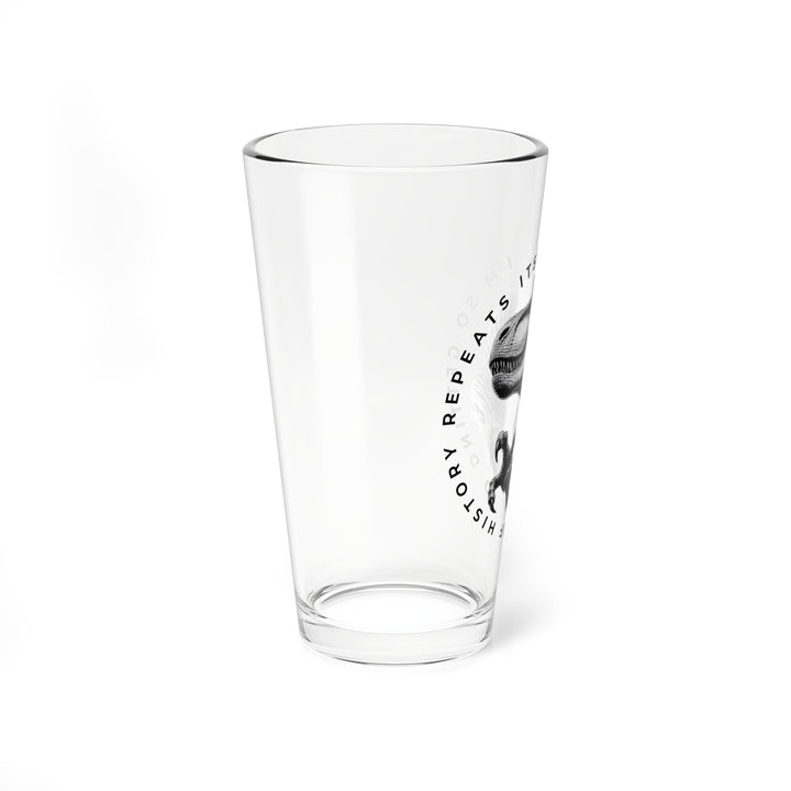 Dinosaur Mixing Glass 16oz Fun with History Repeats Itself Design Beer Pint Glass Unique Drinkware for Science and History Enthusiasts