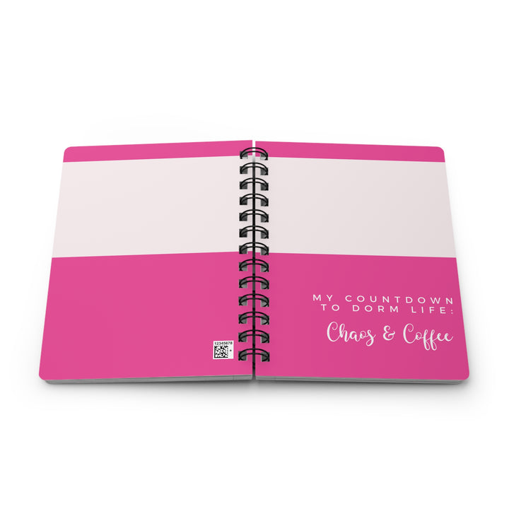 Hardcover Journal My Countdown to Dorm Life - Chaos & Coffee Bright Pink