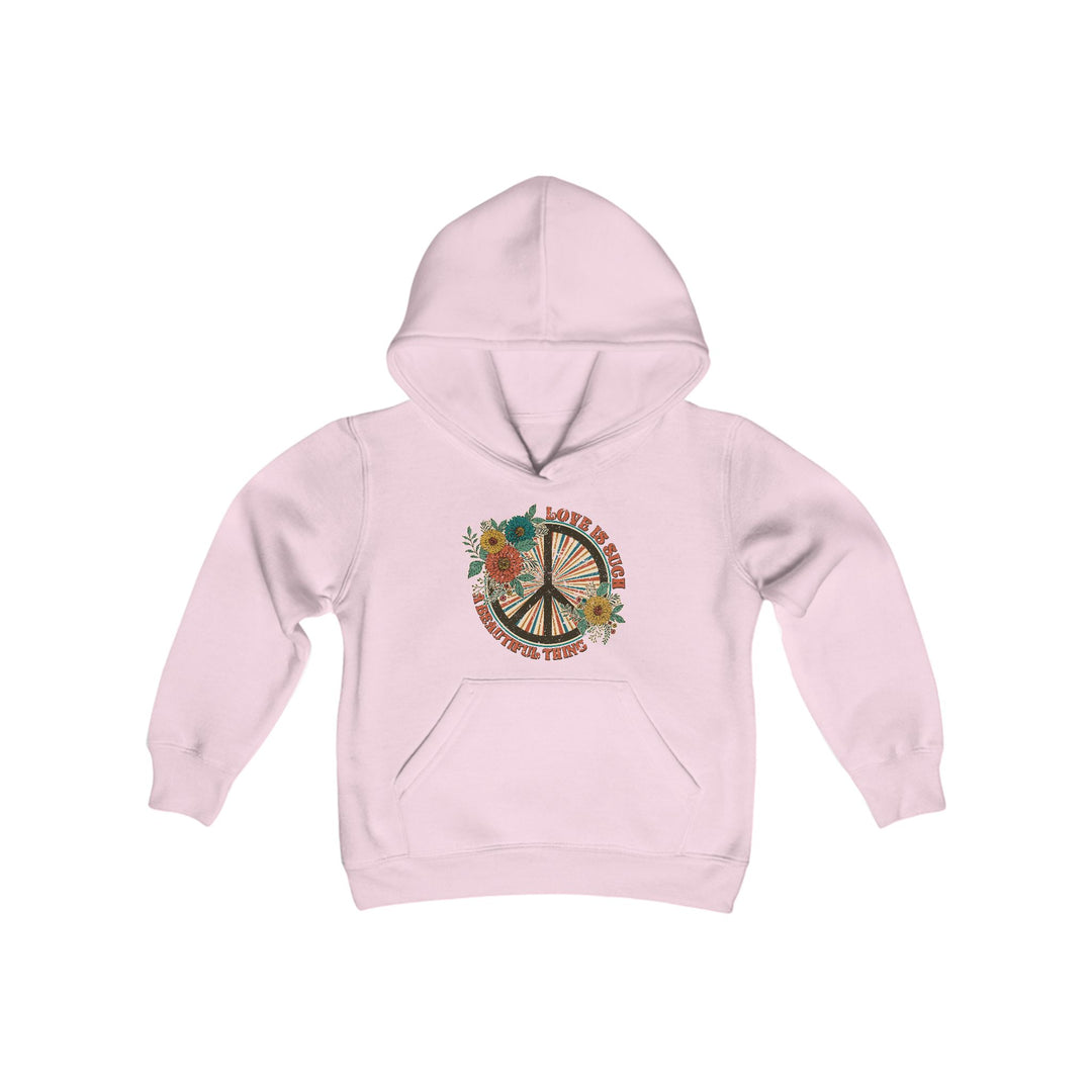 Youth Peace & Love Hooded Sweatshirt - Floral Design