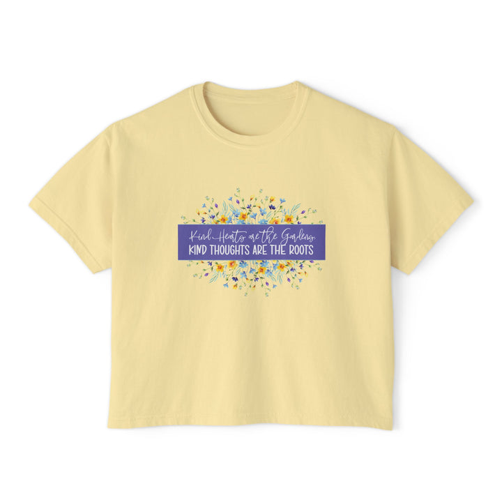 Kind Thoughts Boxy Tee, Women's Positive Affirmation Shirt, Sunshine Vibe Top, Gift for Garden Lovers, Spring Casual Wear