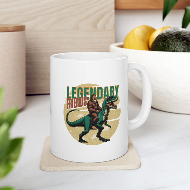 Ceramic Mug Legendary Friends Bigfoot T-Rex Retro Vibe 11 oz