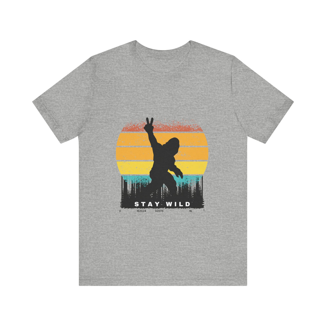 Stay Wild Bigfoot Unisex Tee - Fun Retro Graphic T-Shirt Bigfoot Hide N Seek Champion