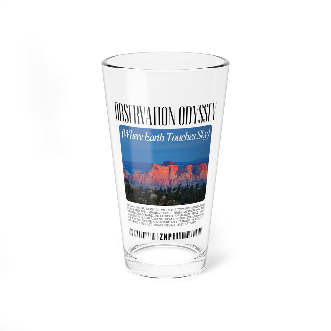 Zion Park Lovers Pint Glass for Beer Observation Odyssey Mixing Glass - 16oz Travel-Inspired Drinkware for Adventurers Enthusiast Gift