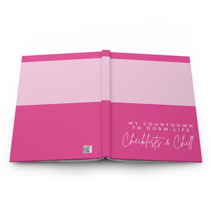 Bright Pink Design College Countdown Checklist & Chill Hardcover Notebook - 150 Lined Pages