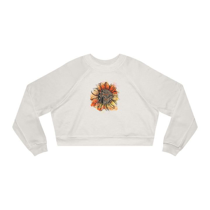 Be Kind, Brave, Fearless Crop Sweatshirt - Sunflower Women's Cropped Fleece Pullover - Empowering and Uplifting Motivational Apparel