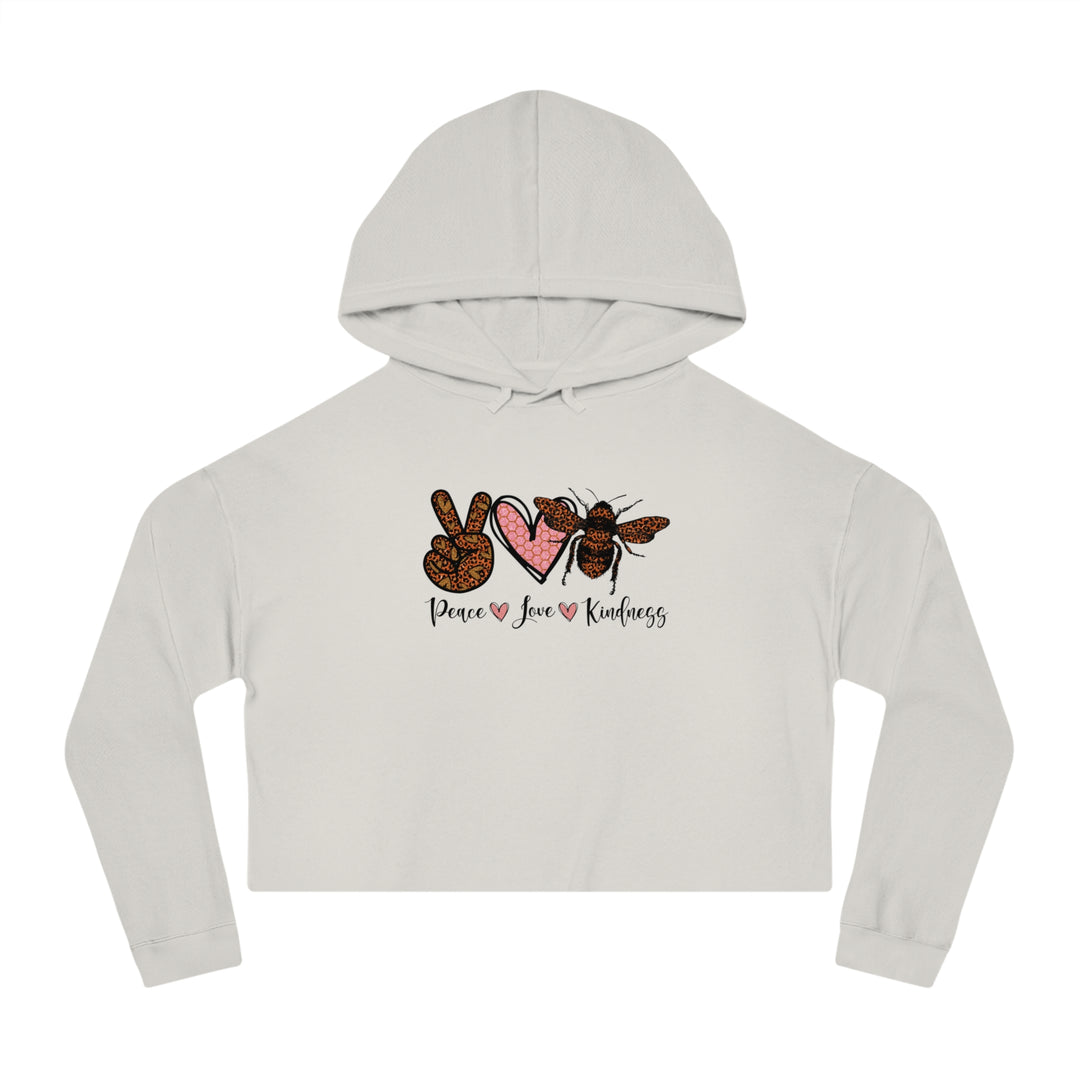 Peace, Love, Kindness Cropped Hoodie for Women - Stylish Casual Sweatshirt