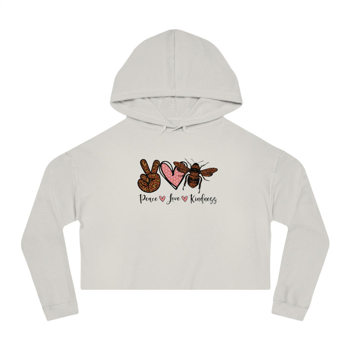 Peace, Love, Kindness Cropped Hoodie for Women - Stylish Casual Sweatshirt