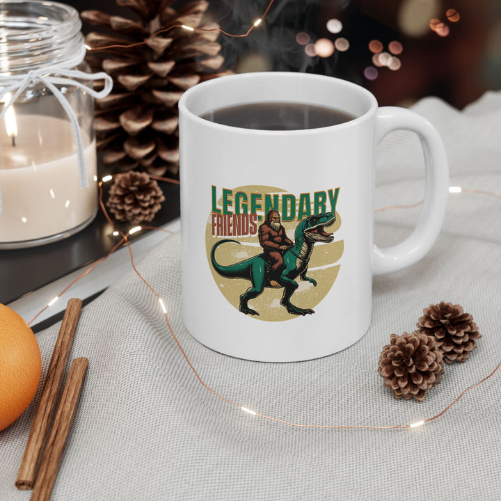 Ceramic Mug Legendary Friends Bigfoot T-Rex Retro Vibe 11 oz