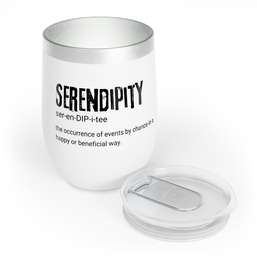 Wine Tumbler, Serendipity Quote, Inspirational, Modern, Stainless Steel, Stemless, Double-Insulated, Custom, Personalized, Hot Cold Drinks,