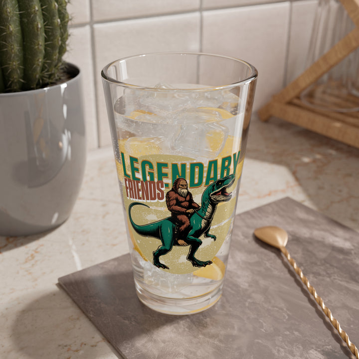 Legendary Friends 16oz Mixing Glass - Sasquatch Beer Glass and T-Rex Beer Glasses - Fun Drinkware Gifts for Parties and Gatherings