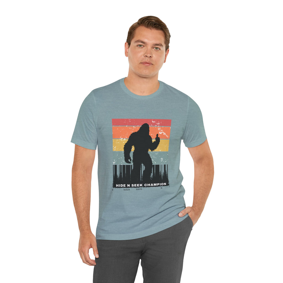 Unisex Bigfoot Hide N Seek Champion Tee - Fun Retro Graphic T-Shirt