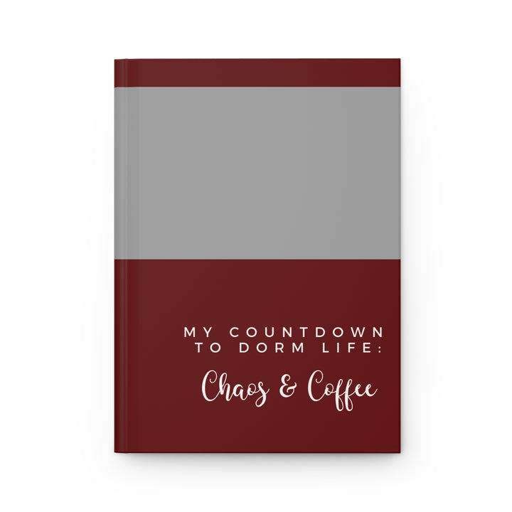 Burgundy Design College Countdown Checklist & Chill Hardcover Notebook - 150 Lined Pages