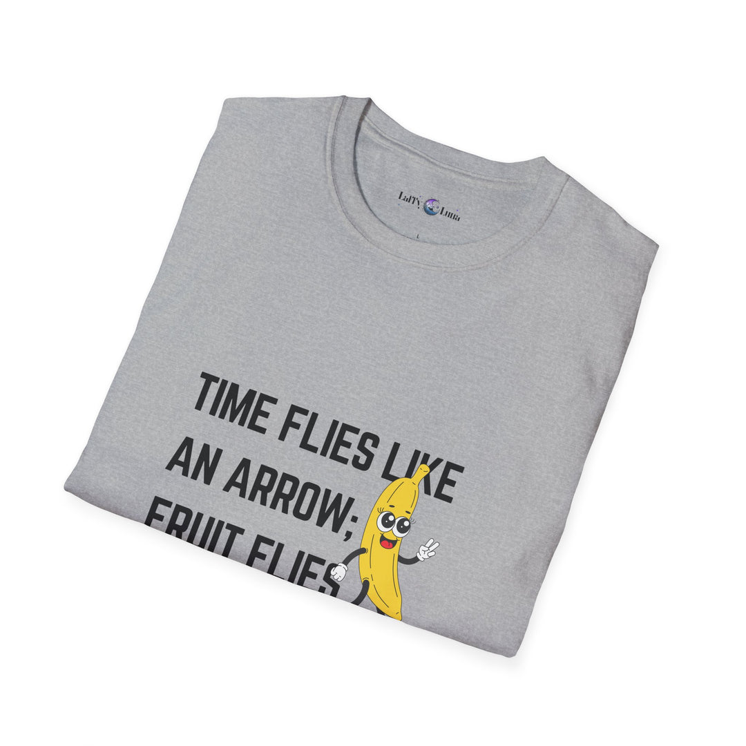 Funny Banana Quote Unisex T-Shirt, Perfect for Birthdays, Parties, Casual Wear, Gift for Food Lovers, Time Flies