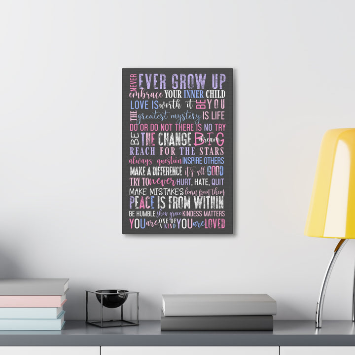 Laughy Wall Canvas - Inspiring Words & Motivational Mantras for Kids' Rooms