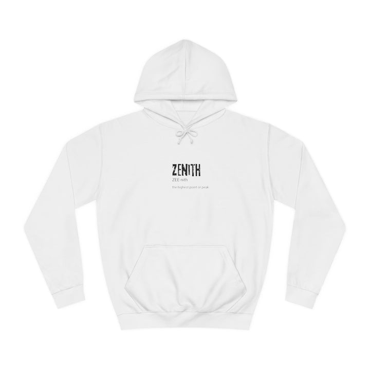 Zenith Unisex College Hoodie - Cozy, Casual, Trendy, Perfect for Students, Stylish Gift, College Life, Graduation, Everyday Wear