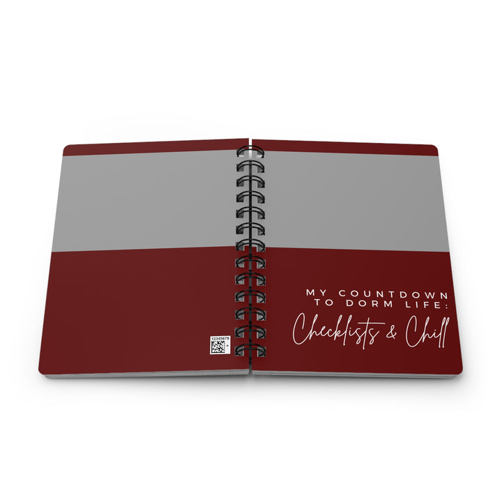 Spiral Bound Journal My Countdown to Dorm Life - Checklists & Chill, Burgundy and Grey