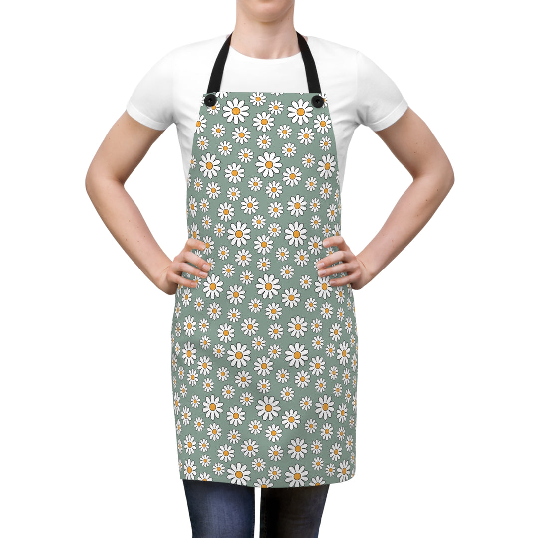 Daisy Print Kitchen Apron - Stylish Floral Cooking Gear for Home Chefs