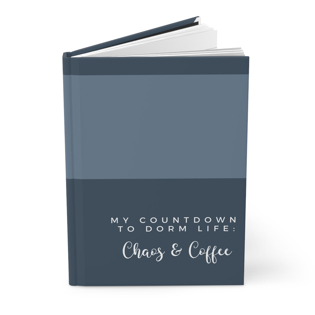 Coffee and Chaos Countdown to College Life Navy Blue Hardcover Journal Matte