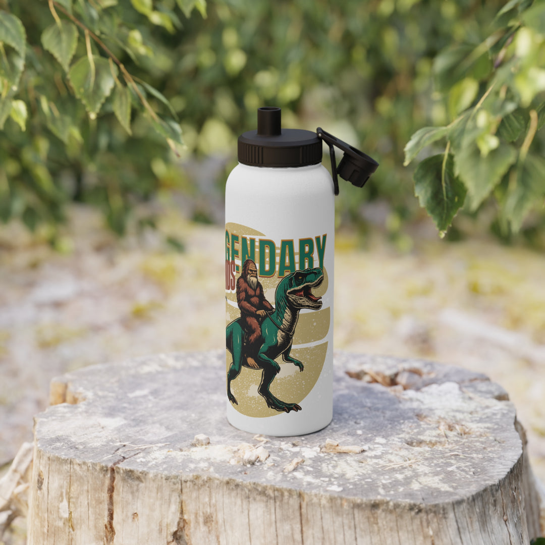 Legendary Friends Stainless Steel Water Bottle - Outdoor Adventure Hydration Gear - Science Lover Gift with Sasquatch and T-Rex Design