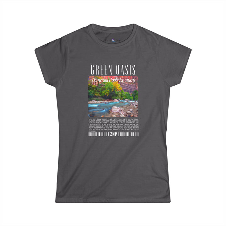 Women's Softstyle Tee - Green Oasis (Emerald Pools) Graphic Shirt - Zion National Park