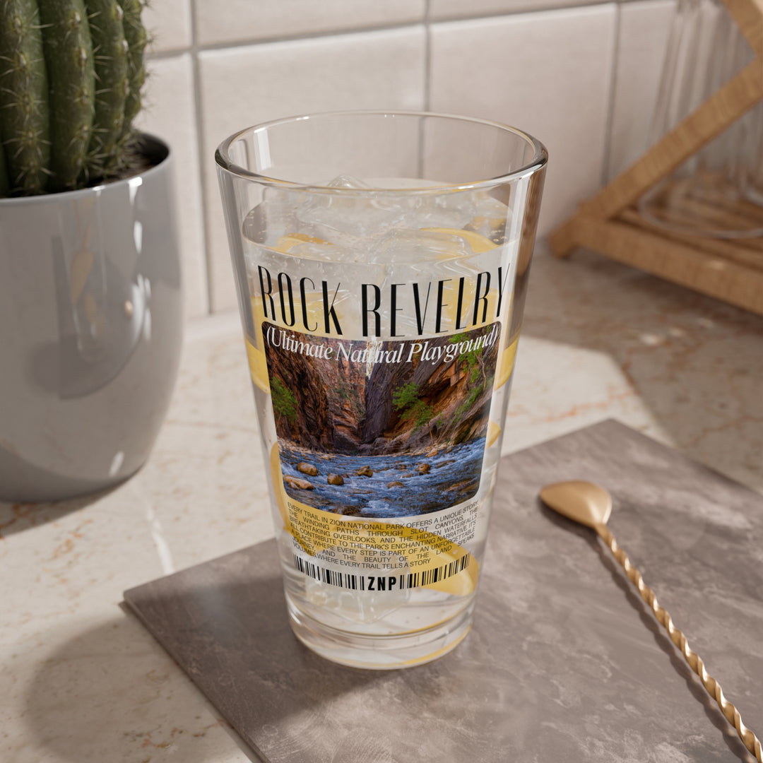 Rock Revelry 16oz Mixing Glass - Nature Inspired Drinkware for Adventurers - National Park Pint Glass Beer Gift for Nature Lovers