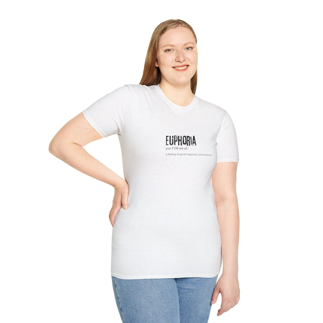 Euphoria Unisex Softstyle T-Shirt, Fun Graphic Tee, Positive Vibes Shirt, Casual Wear, Gift for Friends, Celebration Attire