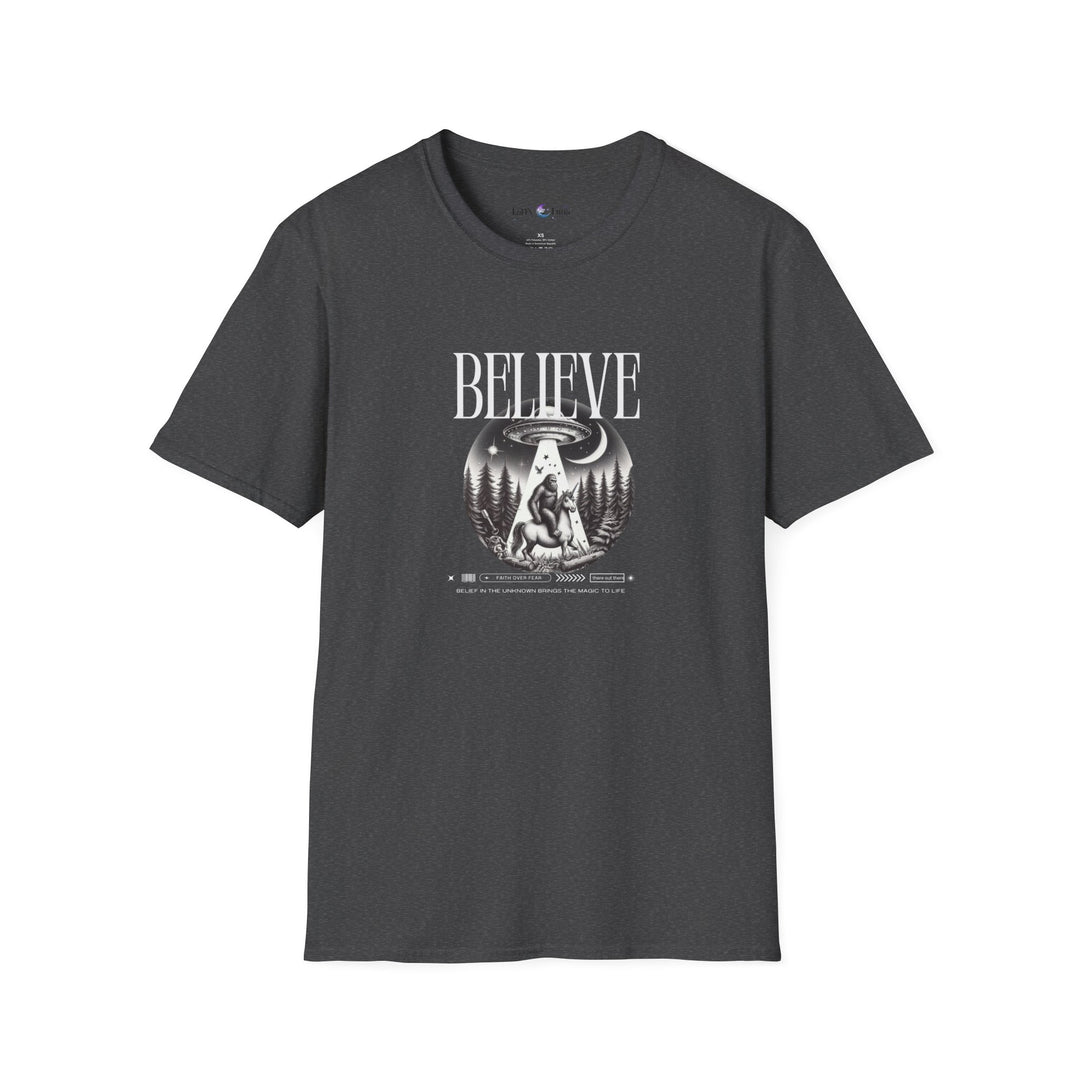 Unisex Softstyle T-Shirt - Believe Graphic Tee for Nature Lovers - Ideal for Casual Outings, Cozy Gatherings, and Relaxing at Home