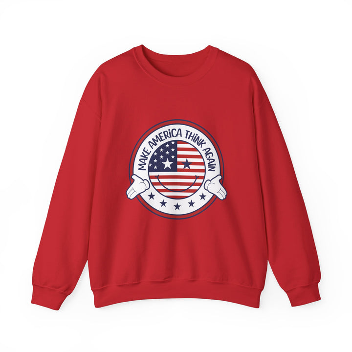 Make America Think Again Crewneck Sweatshirt - Unisex Heavy Blend Political Statement Sweatshirt - Perfect Gift for American Lovers