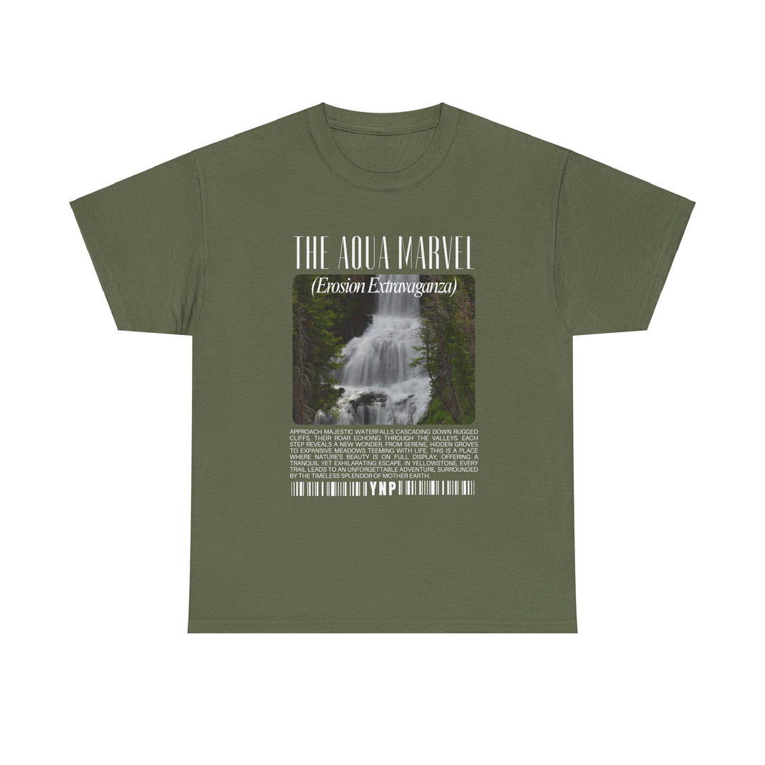 Yellowstone National Park Waterfalls Aqua Marvel Unisex Heavy Cotton Tee - Relaxed Nature Vibes T-Shirt Casual Wear and Outdoor Adventures