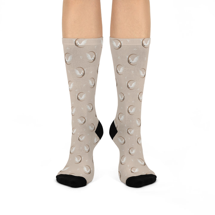 Heaven Sent Cozy Cushioned Crew Socks with Stylish Angel Wings Pattern - Perfect for Everyday Wear