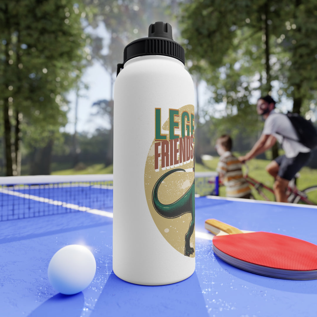 Legendary Friends Stainless Steel Water Bottle - Outdoor Adventure Hydration Gear - Science Lover Gift with Sasquatch and T-Rex Design