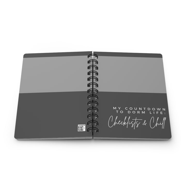 Gray Countdown to Dorm Life Spiral Bound Journal - Checklists & Chill - Perfect for College Students and Organization