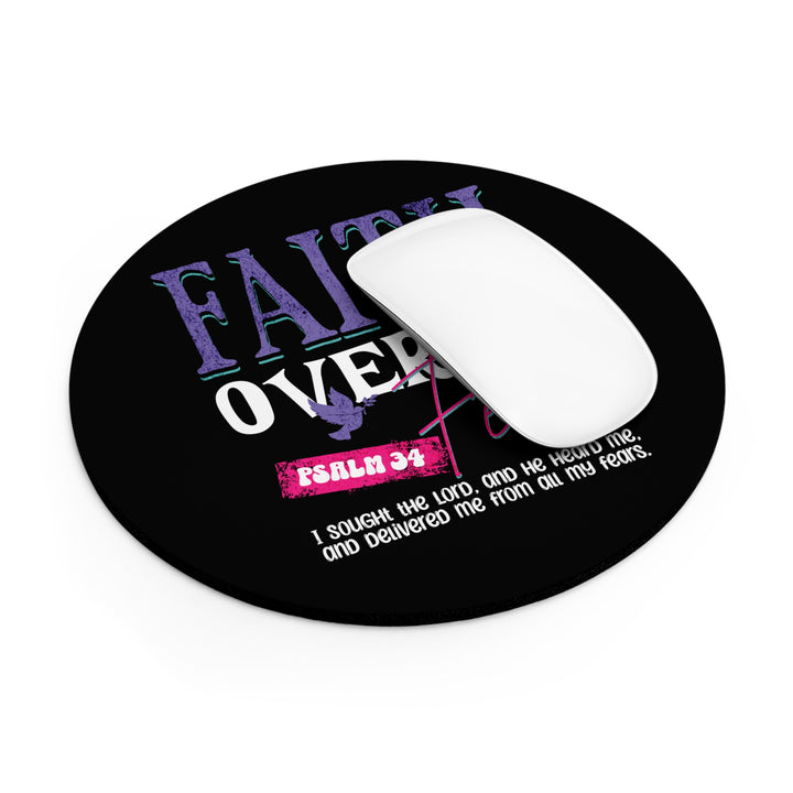 Inspirational Faith Over Fear Mouse Pad - Psalm 34 - Perfect for Home Office