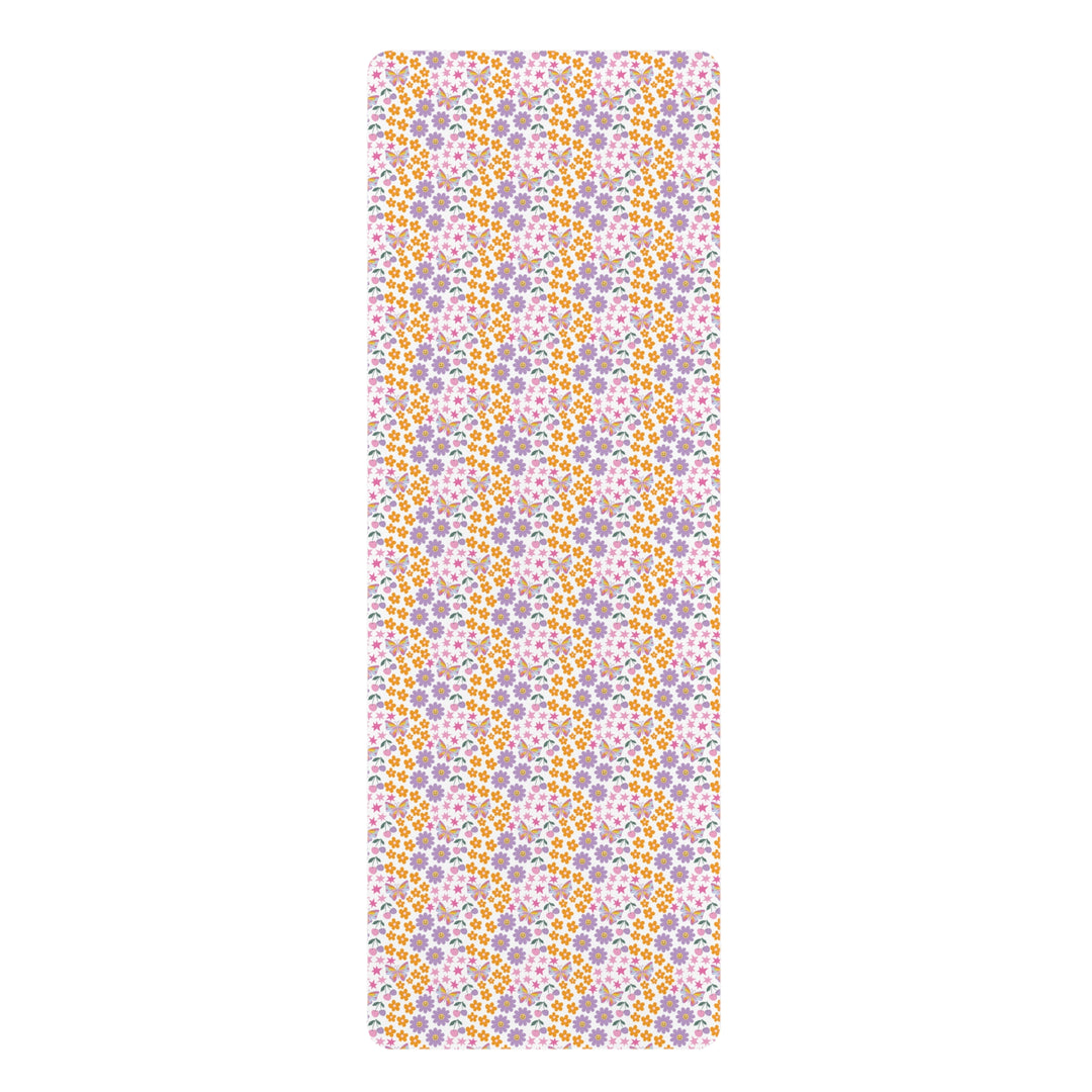 Floral Pattern Rubber Yoga Mat - Non-Slip Exercise Mat for Home Yoga and Fitness