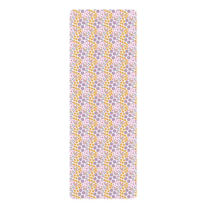 Floral Pattern Rubber Yoga Mat - Non-Slip Exercise Mat for Home Yoga and Fitness