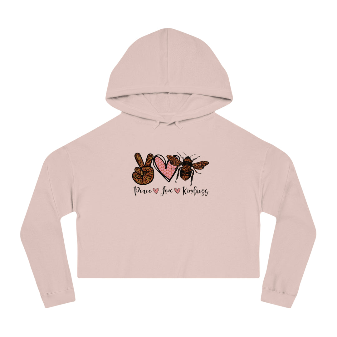 Peace, Love, Kindness Cropped Hoodie for Women - Stylish Casual Sweatshirt