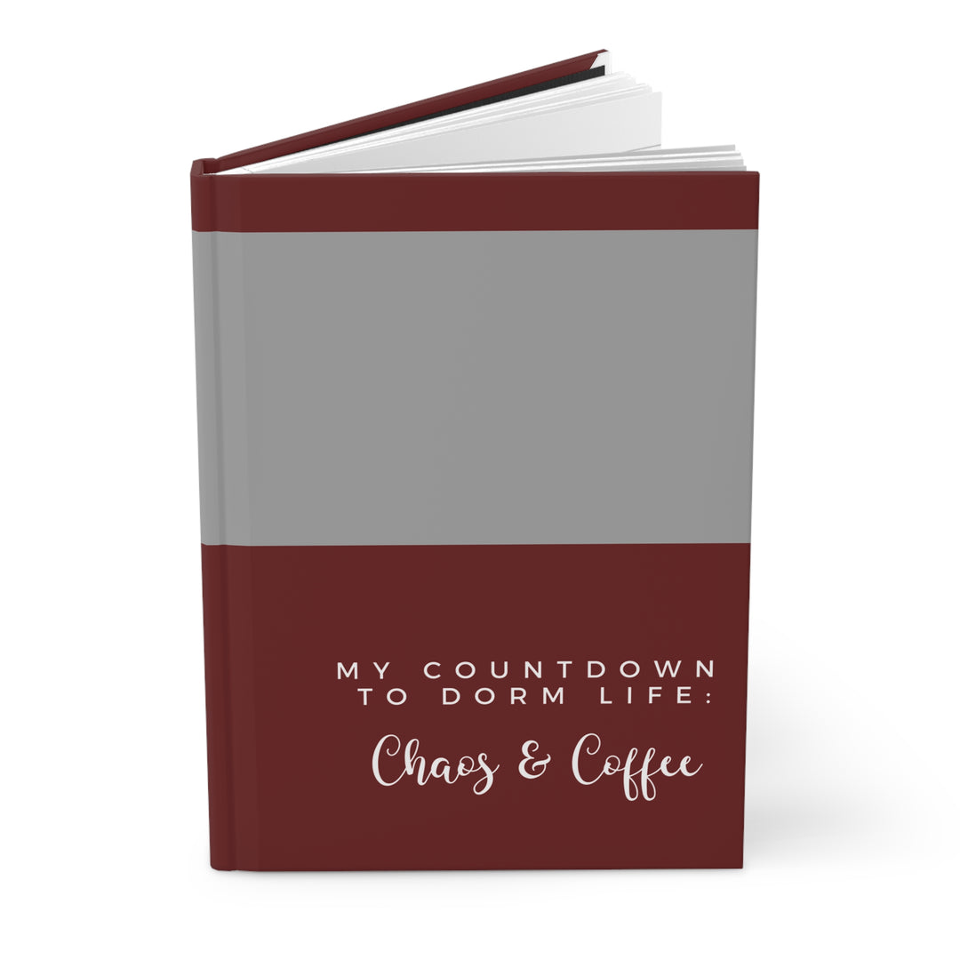 Burgundy Design College Countdown Checklist & Chill Hardcover Notebook - 150 Lined Pages