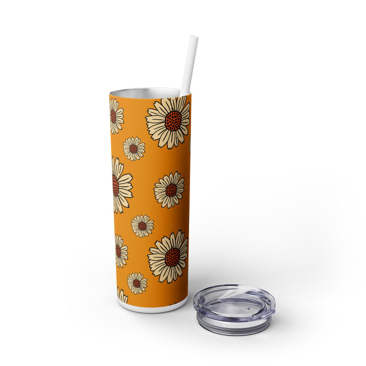 Cheerful Sunflower Skinny Tumbler with Straw - 20oz