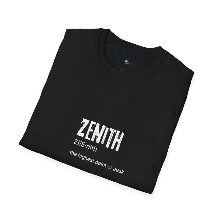 Zenith Unisex Softstyle T-Shirt - Motivational Graphic Tee, Perfect for Everyday Wear, Gift for Graduations, Birthdays, Inspirational